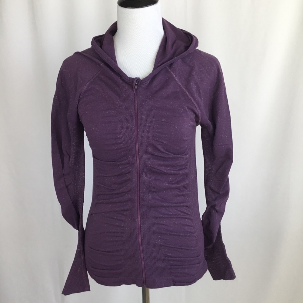 Athleta Seamless Shimmer Purple Hoodie Sweatshirt